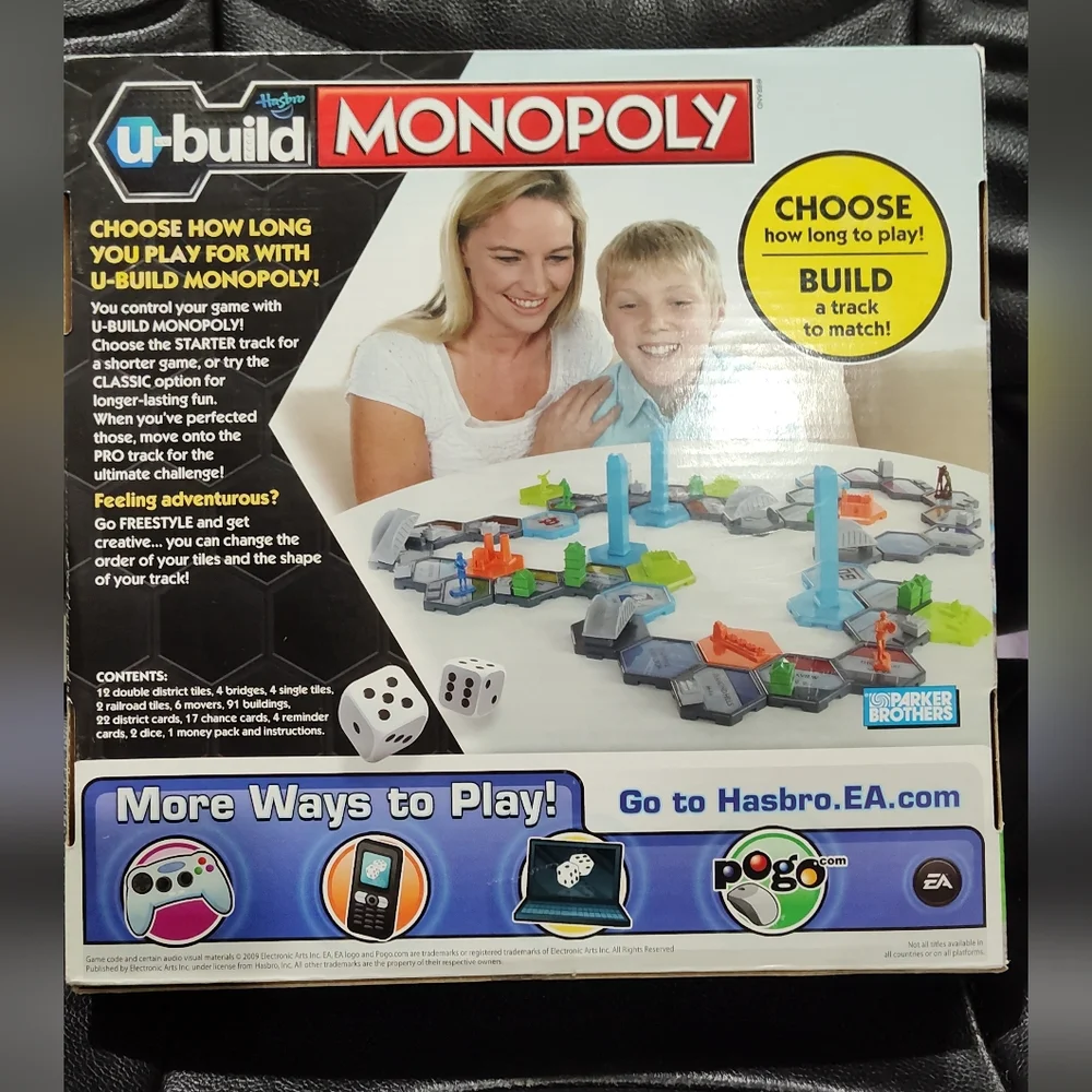 NEW - Monopoly U-Build Family Board Game by Hasbro Complete Game, Kids 8+, 2010